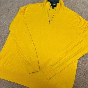 Banana Republic Men's Bright Yellow Zip-Up Sweater